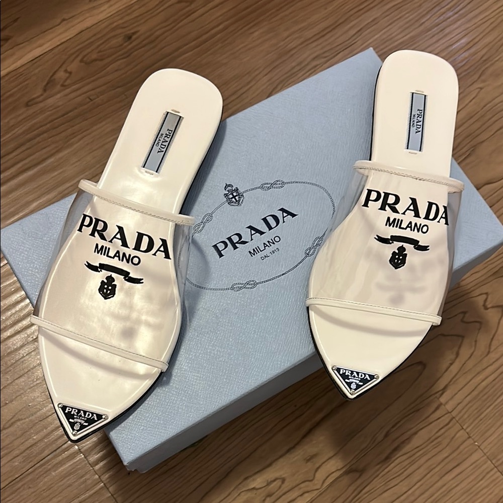 Prada White Sandals Minimalist Design